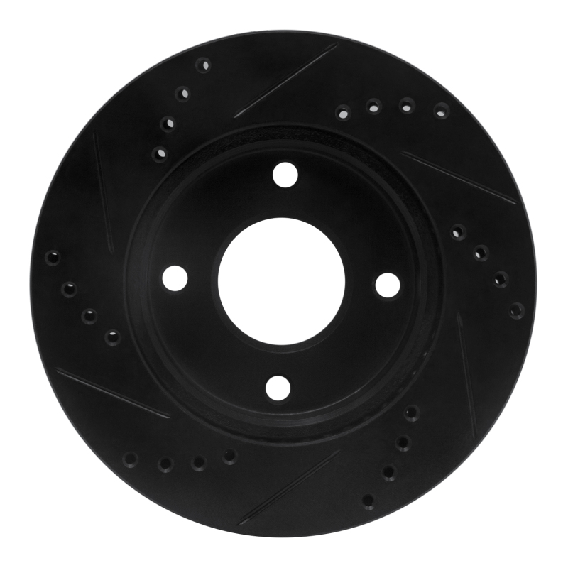 Nissan TIIDA Brake Rotor (1) - Front Right - R1 Concepts - Drilled & Slotted - Black - `07-`17